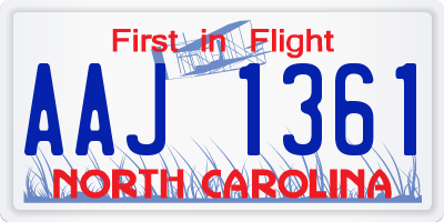 NC license plate AAJ1361