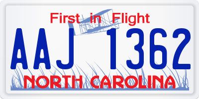 NC license plate AAJ1362
