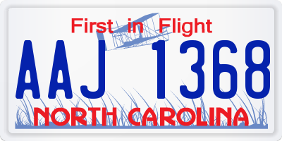 NC license plate AAJ1368