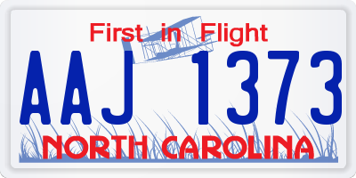 NC license plate AAJ1373
