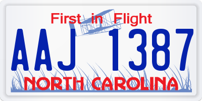 NC license plate AAJ1387
