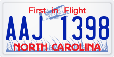 NC license plate AAJ1398