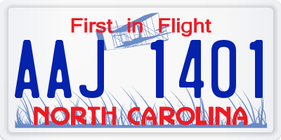 NC license plate AAJ1401