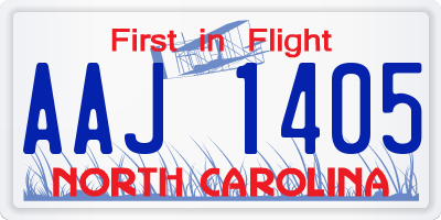 NC license plate AAJ1405