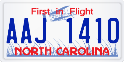 NC license plate AAJ1410