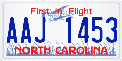 NC license plate AAJ1453