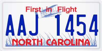 NC license plate AAJ1454