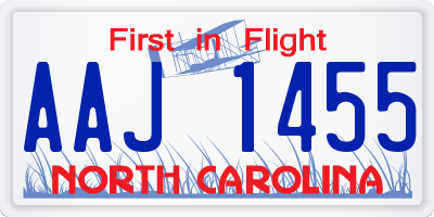 NC license plate AAJ1455