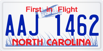 NC license plate AAJ1462