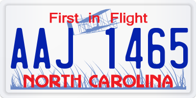 NC license plate AAJ1465