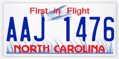 NC license plate AAJ1476