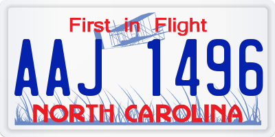 NC license plate AAJ1496