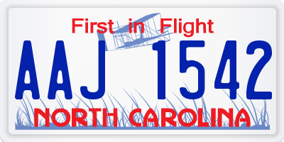 NC license plate AAJ1542