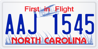NC license plate AAJ1545