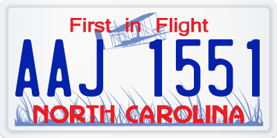NC license plate AAJ1551