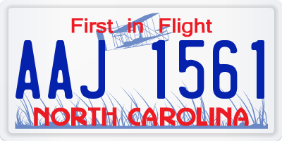 NC license plate AAJ1561