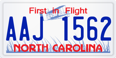 NC license plate AAJ1562