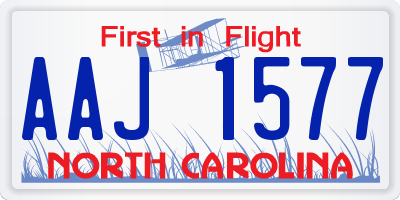 NC license plate AAJ1577