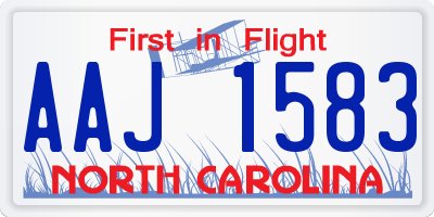 NC license plate AAJ1583