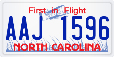 NC license plate AAJ1596
