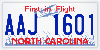 NC license plate AAJ1601