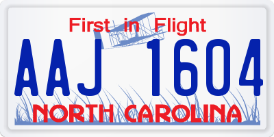 NC license plate AAJ1604