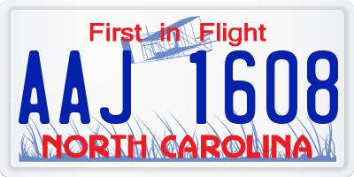 NC license plate AAJ1608