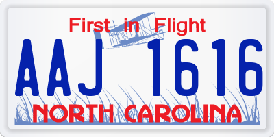 NC license plate AAJ1616
