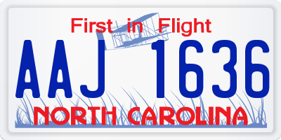 NC license plate AAJ1636