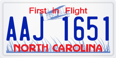 NC license plate AAJ1651