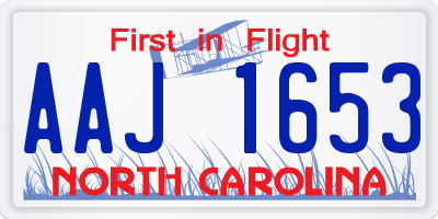 NC license plate AAJ1653