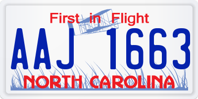 NC license plate AAJ1663