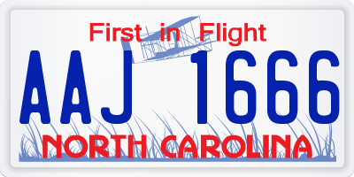 NC license plate AAJ1666