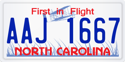 NC license plate AAJ1667