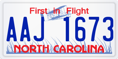 NC license plate AAJ1673