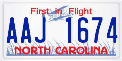 NC license plate AAJ1674