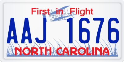 NC license plate AAJ1676