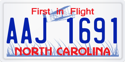 NC license plate AAJ1691