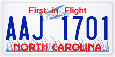 NC license plate AAJ1701