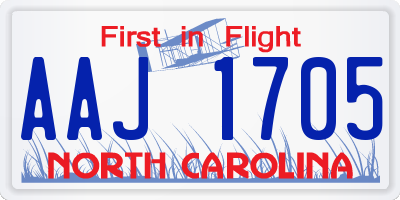 NC license plate AAJ1705