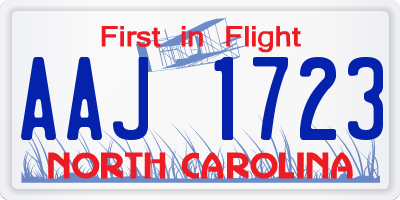 NC license plate AAJ1723
