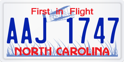 NC license plate AAJ1747