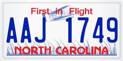 NC license plate AAJ1749