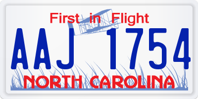 NC license plate AAJ1754