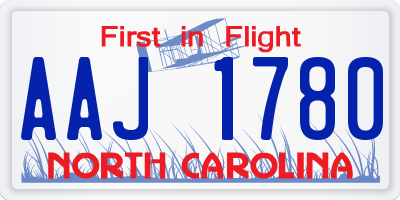 NC license plate AAJ1780