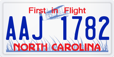NC license plate AAJ1782