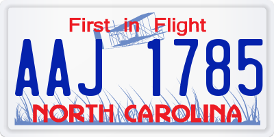 NC license plate AAJ1785