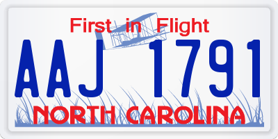 NC license plate AAJ1791