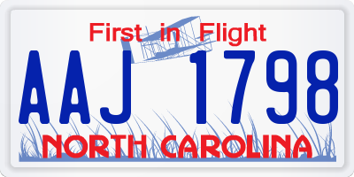 NC license plate AAJ1798