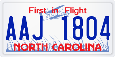 NC license plate AAJ1804